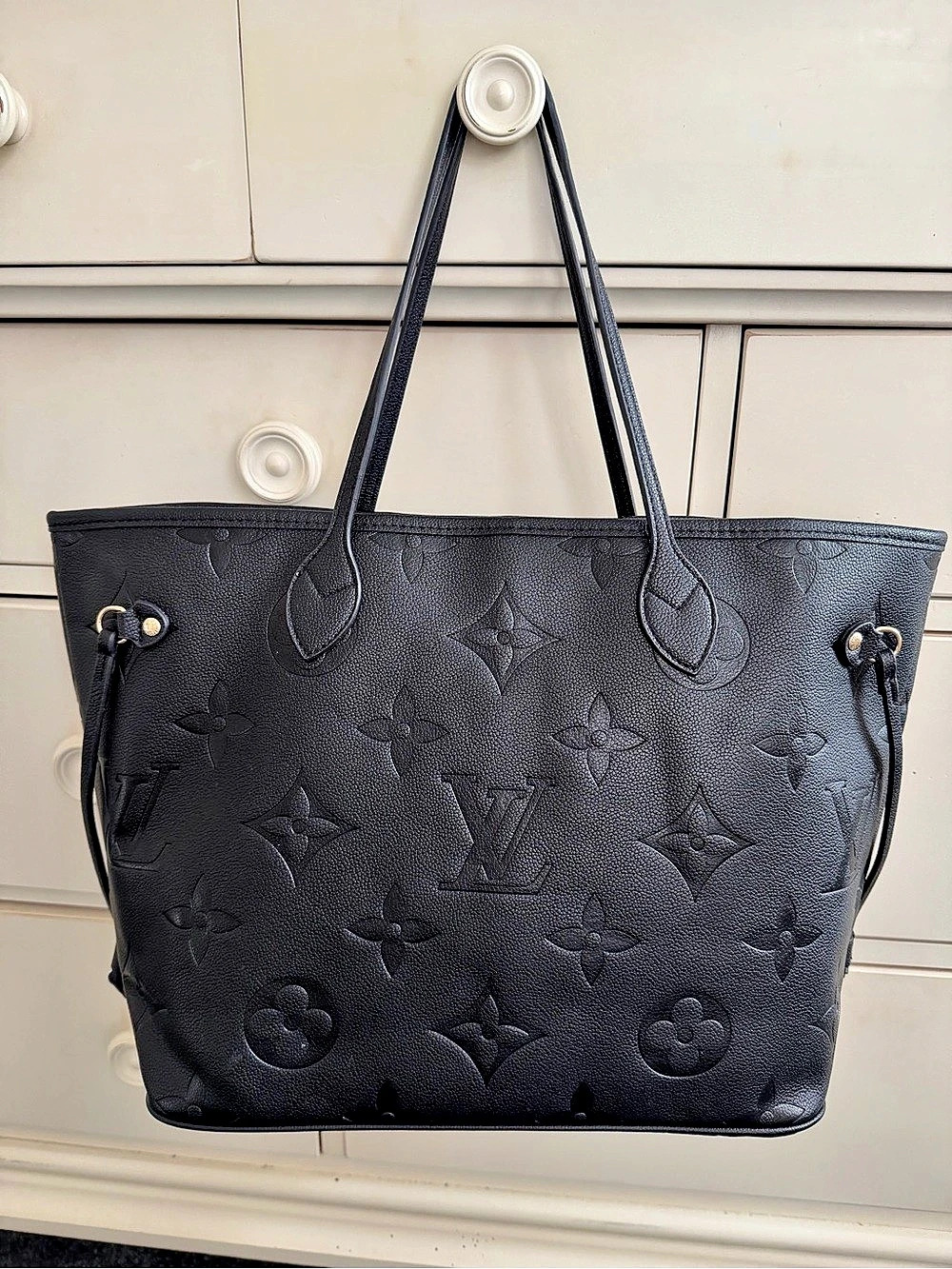 Unbranded brand LV Neverfull Monogram Empreinte Tote in Black - MASTER